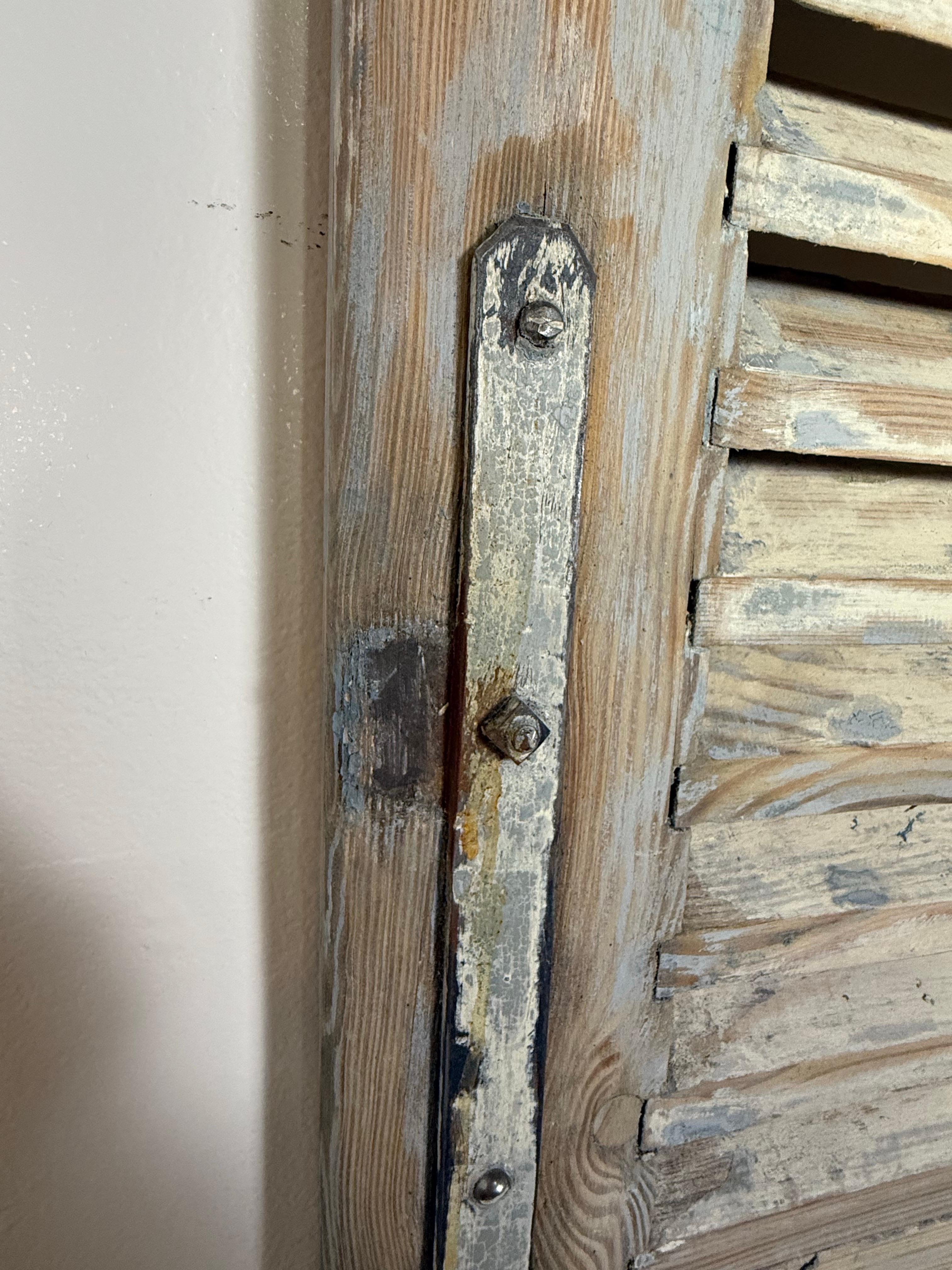 Legno Coppia di persiane francesi dipinte del 19° secolo in vendita