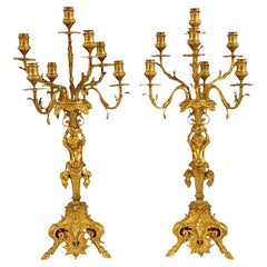 19th C. Pair of Gilt Bronze Figural Seven-Light Candelabra