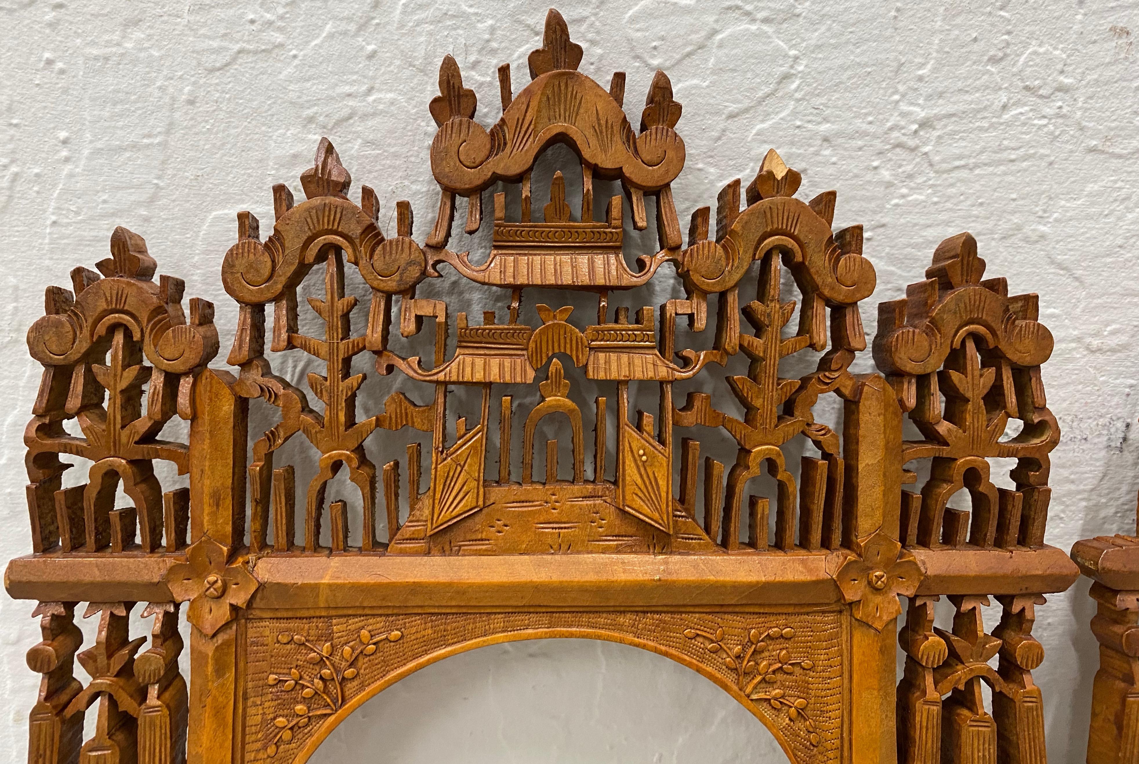 19th century pair of hand carved Anglo-Indian teak wood picture frames

Beautiful matching pair of hand carved frames.

Each frame measures 8