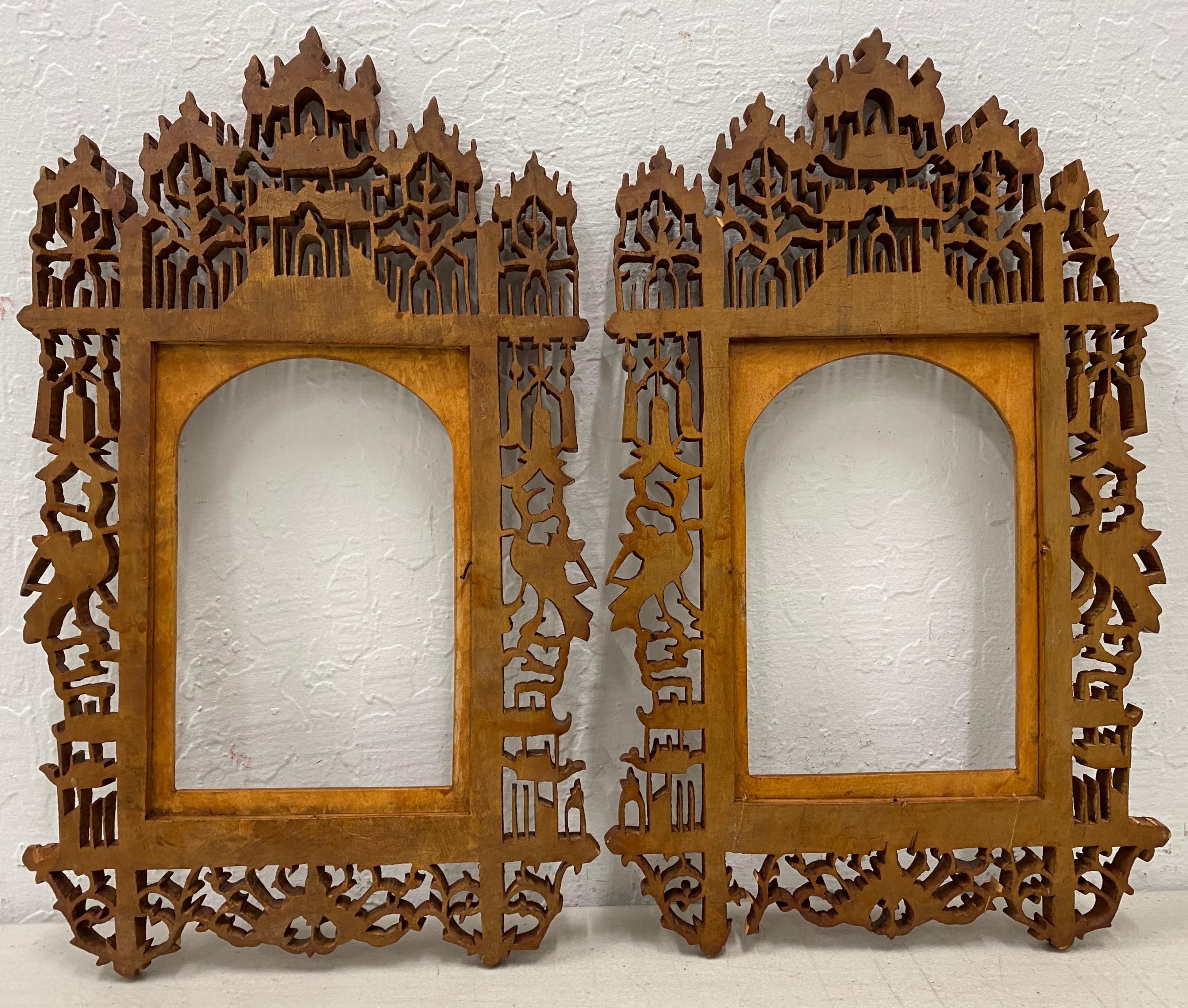 19th Century Pair of Hand Carved Anglo Indian Teak Wood Picture Frames 2