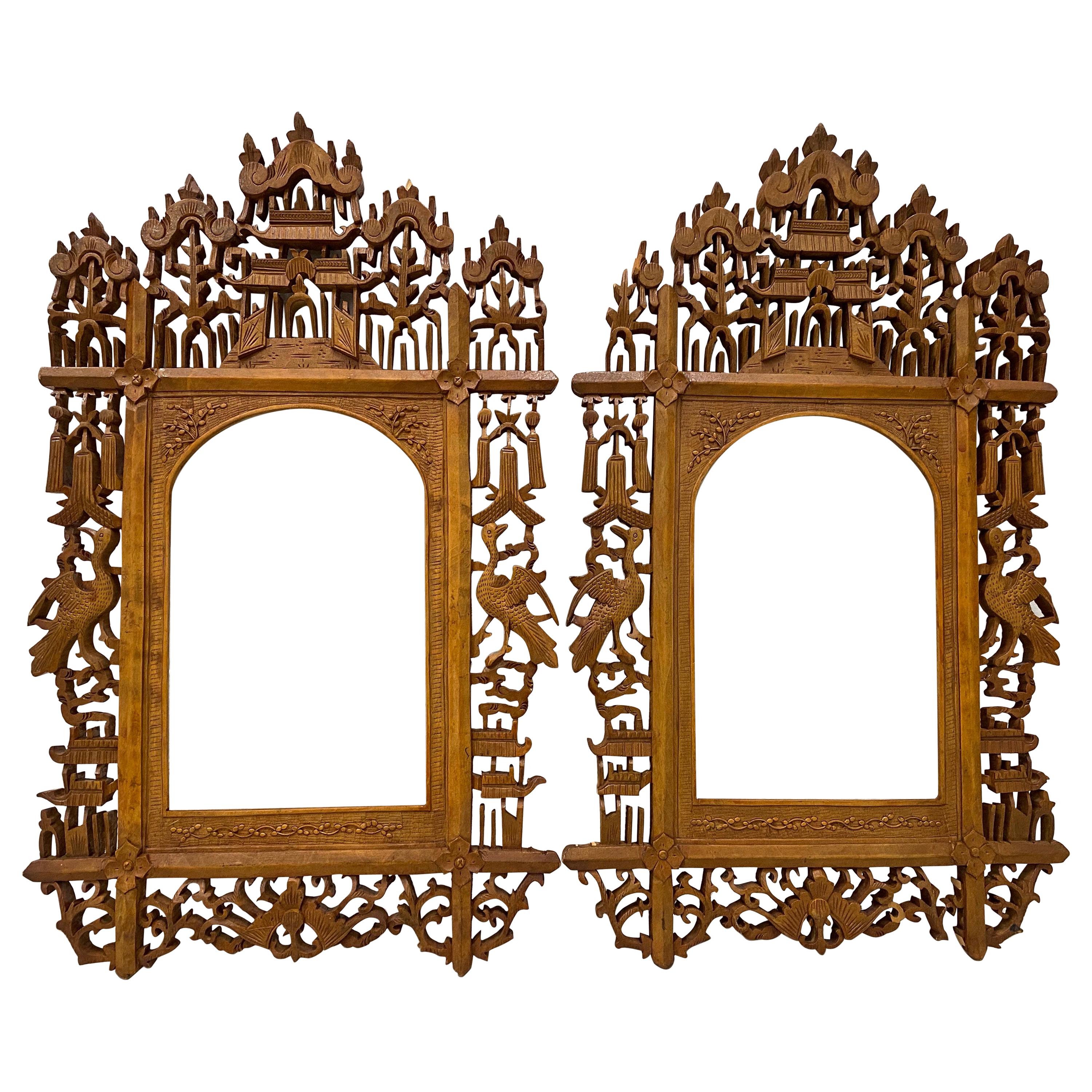 19th Century Pair of Hand Carved Anglo Indian Teak Wood Picture Frames at  1stDibs | indian art frames, teak wood images, carved wooden frames india