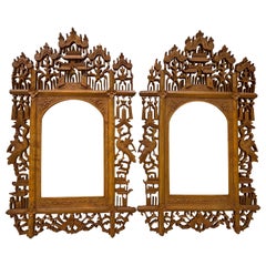 19th Century Pair of Hand Carved Anglo Indian Teak Wood Picture Frames
