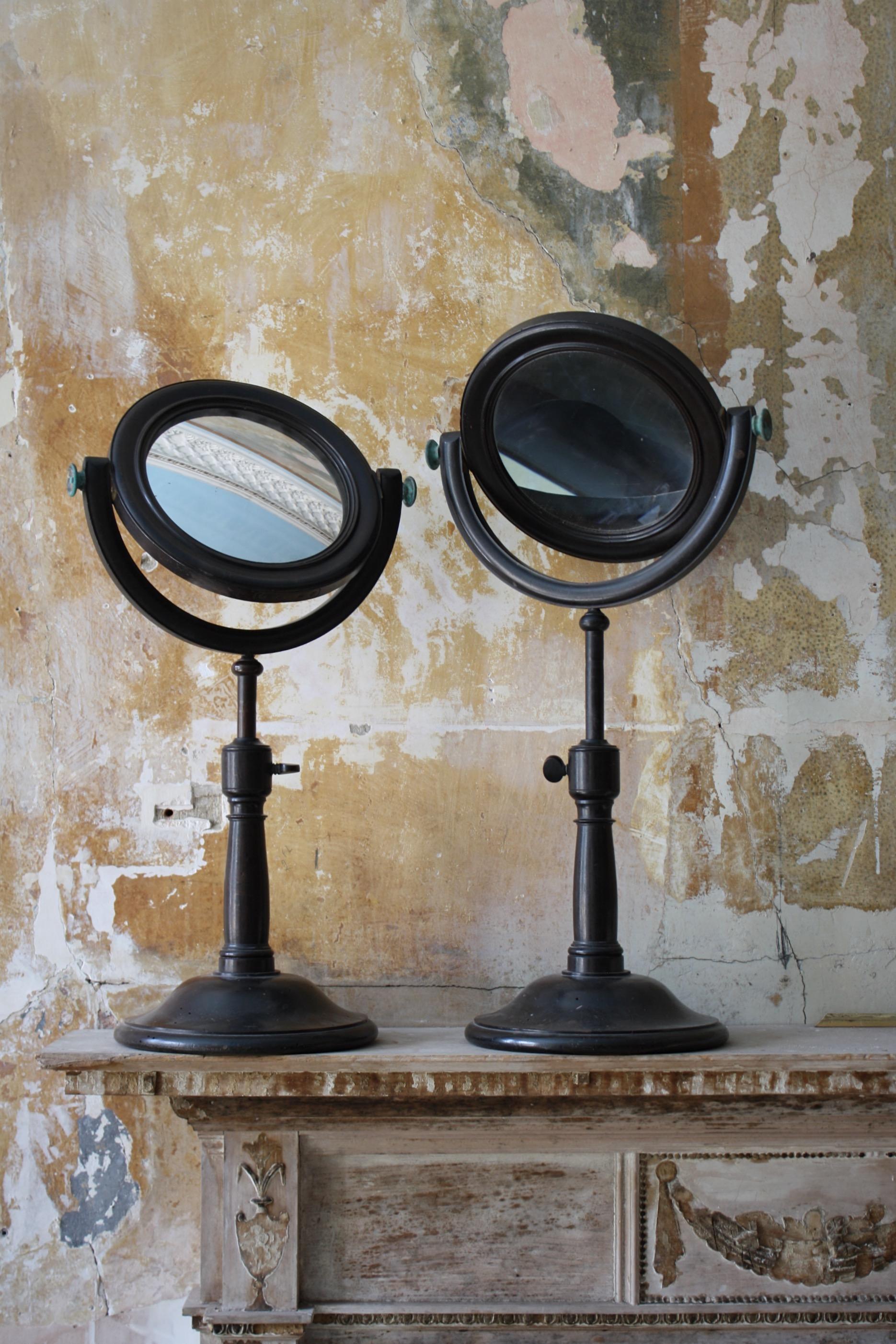 Paire de grands miroirs scientifiques expérimentaux optiques concaves et convexes du 19e siècle en vente 5
