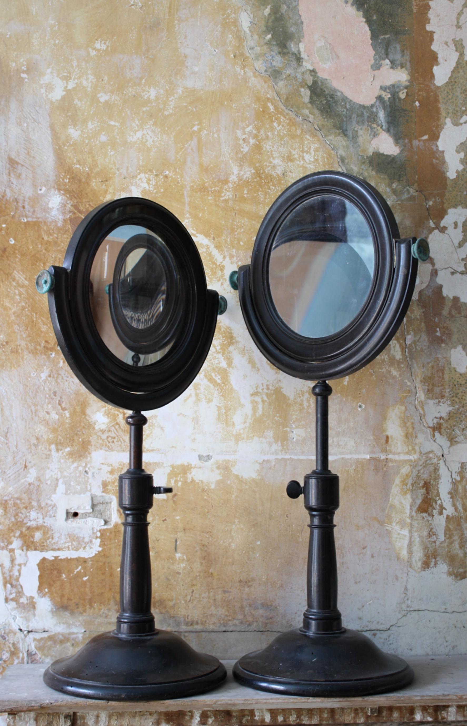 Paire de grands miroirs scientifiques expérimentaux optiques concaves et convexes du 19e siècle en vente 6