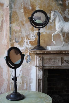 XIX Pareja de grandes espejos ópticos científicos experimentales cóncavos y convexos