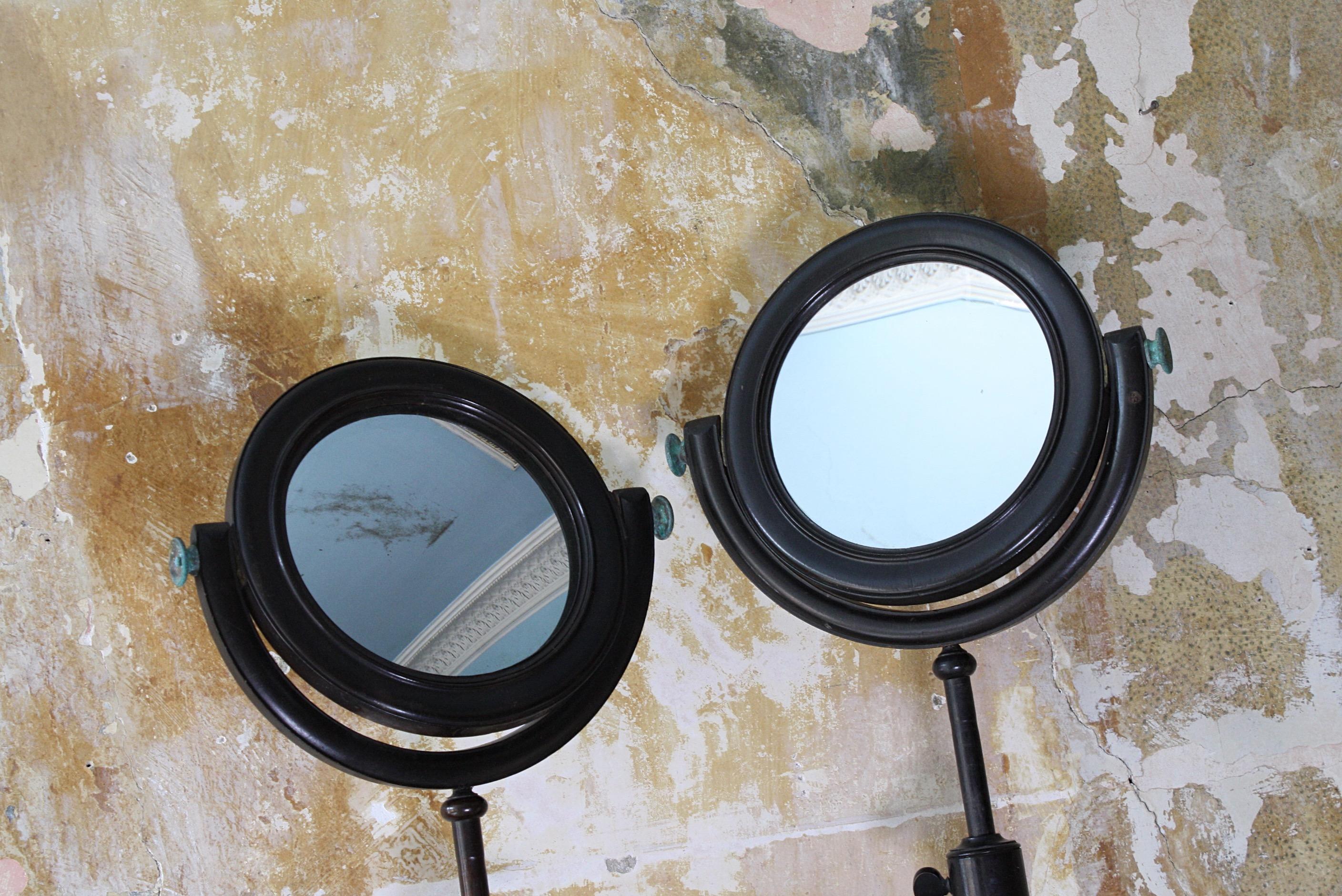 19th Century 19th C Pair of Large Optical Experimental Scientific Mirrors Concave & Convex For Sale