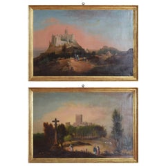 19th c. Pair of Oils on Canvas in Period Giltwood Frames, School of Madrid