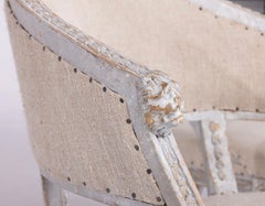 19th c. Pair of Swedish Gustavian Armchairs with Lion Heads in Original Paint