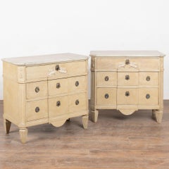 19th C. Pair of Swedish Gustavian Painted Chest of Three Drawers with Griffins