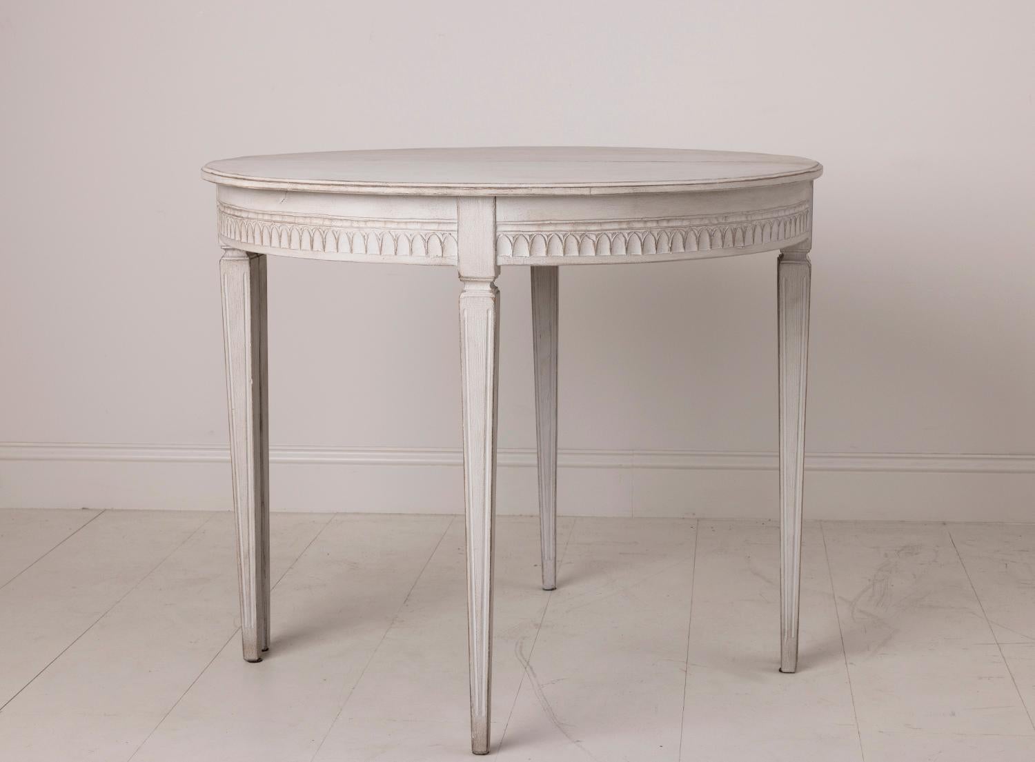Pair of Swedish Painted Demi-lune Console Tables, 19th c. Gustavian Style 3