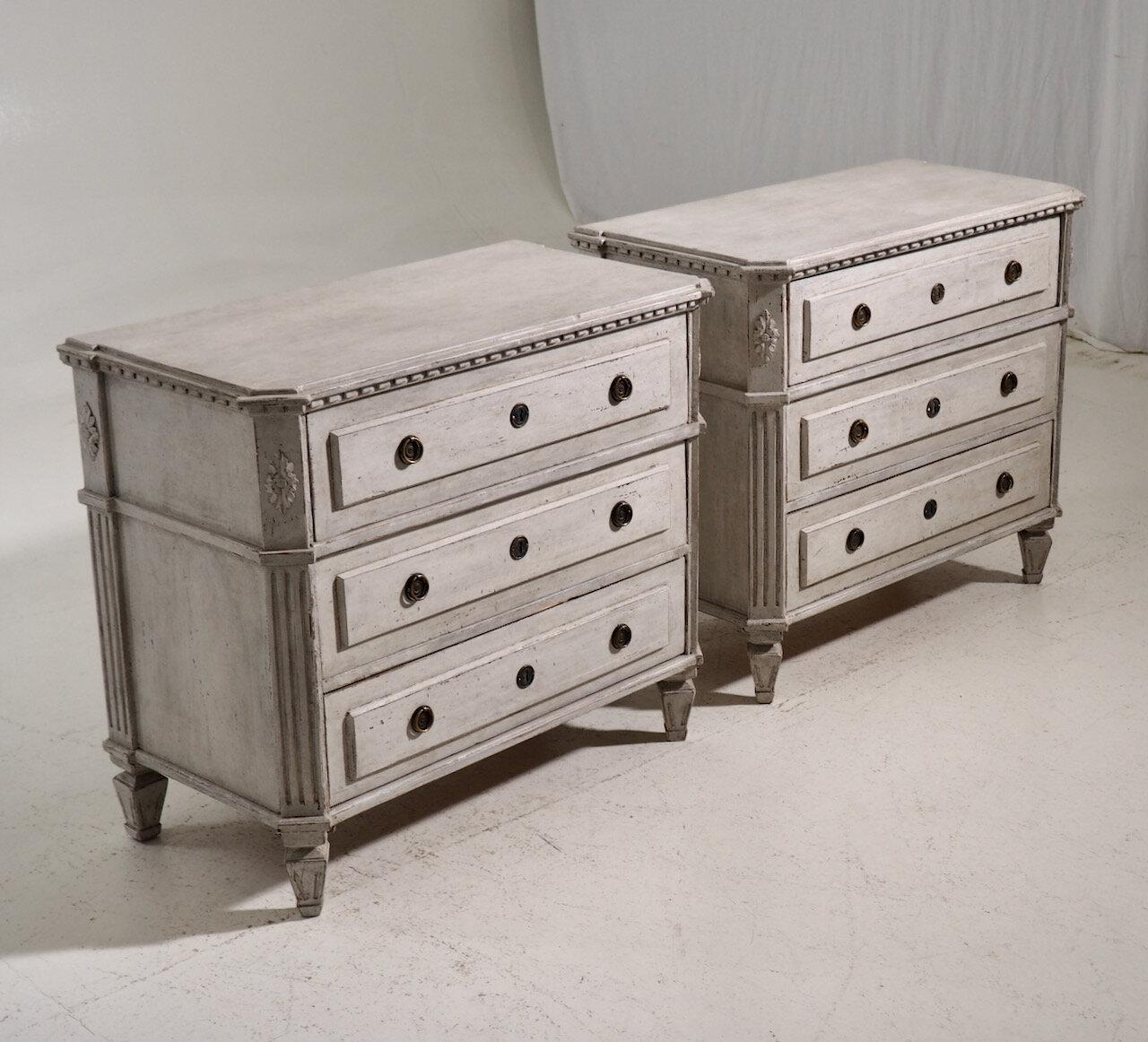 19th Century 19th c. Pair of Swedish Late Gustavian Period Painted Bedside Commodes