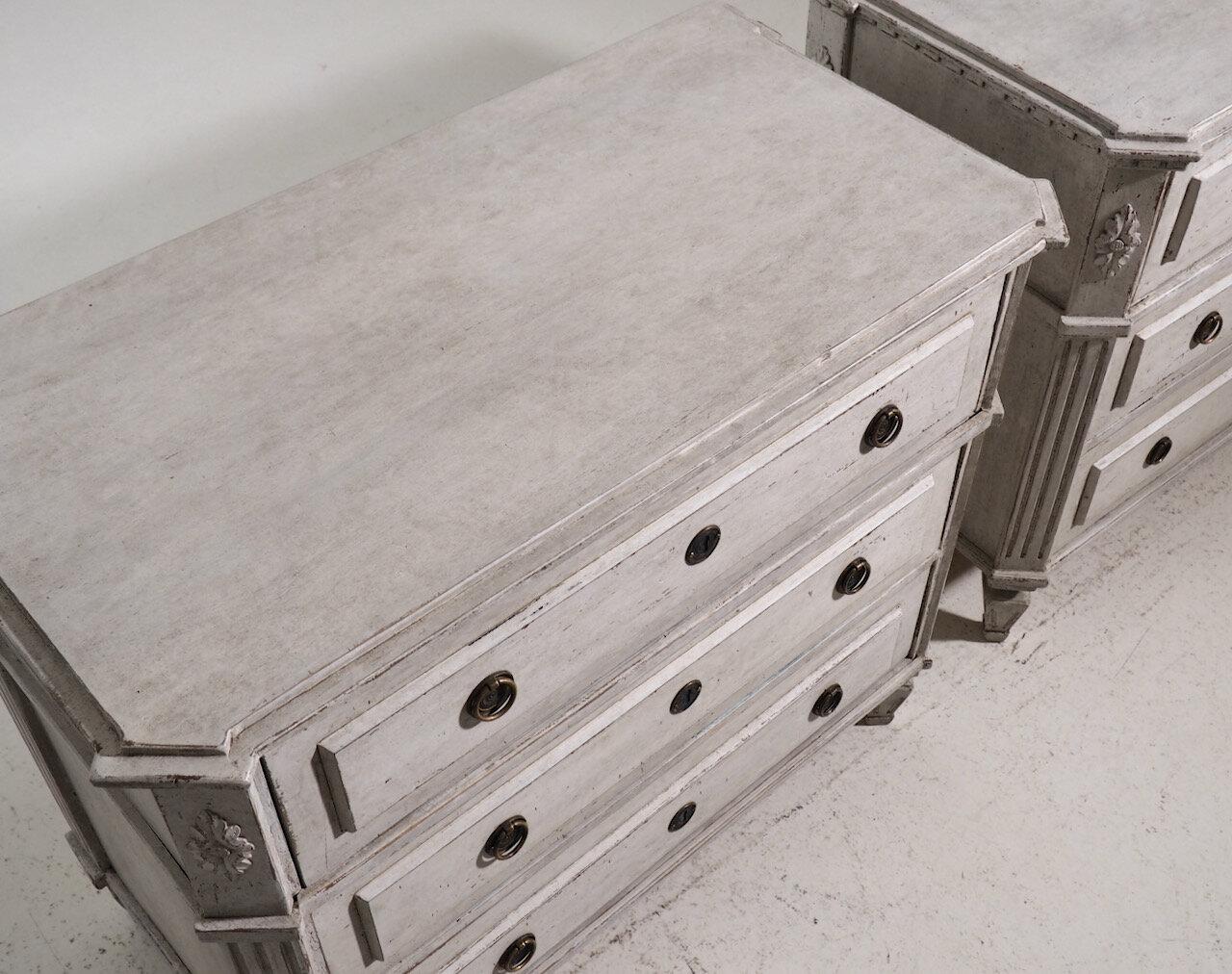 Wood 19th c. Pair of Swedish Late Gustavian Period Painted Bedside Commodes