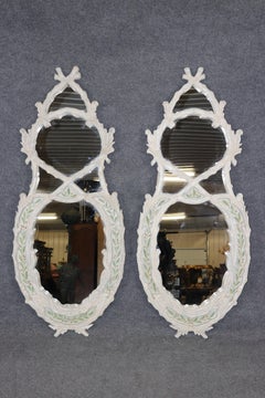 19th c Pair Venetian Carved Hand Painted Serge Roche Style Mirrors