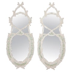 19th c Pair Venetian Carved Hand Painted Serge Roche Style Mirrors