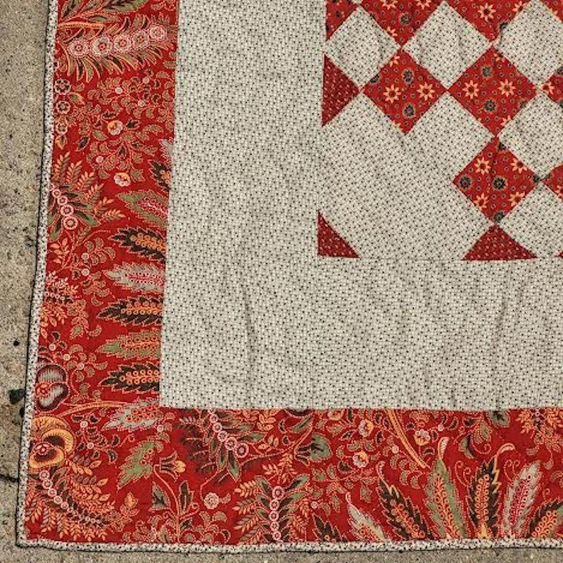 American 19th C Paisley Double Irish Chain Quilt, Dated 1886 For Sale