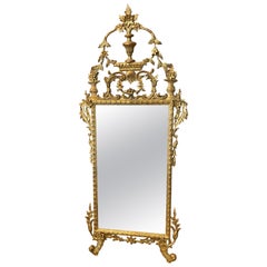 19th C Palatial Italian Gold Gilt Highly Ornate Wood Carved Mirror