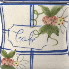 19th C. Parisienne Hand-Painted Porcelain 'Cafe & Sucre" Canisters