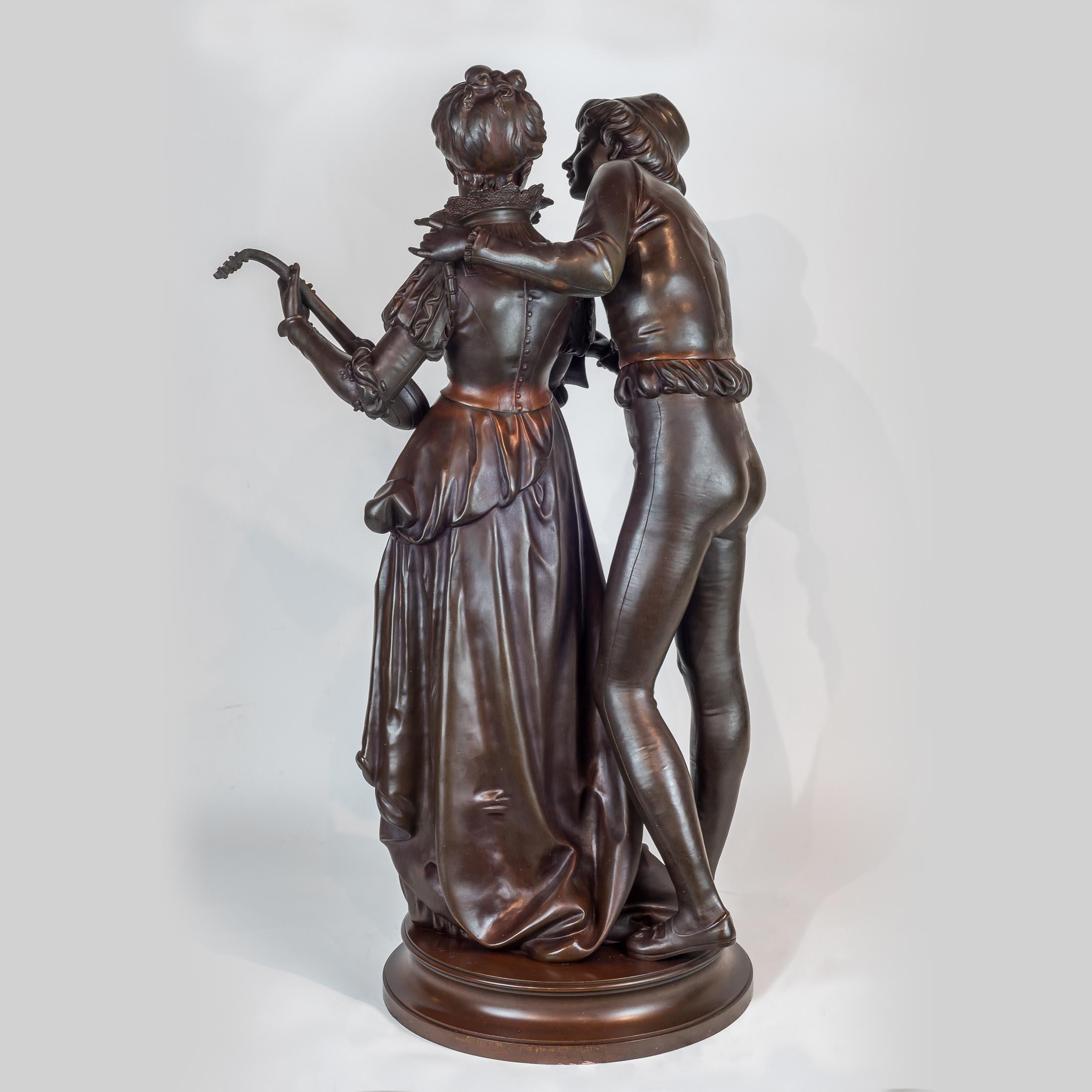 Patinierte Bronzeskulptur zweier Liebhaber von Vincent Faure de Brousse (Französisch) im Angebot