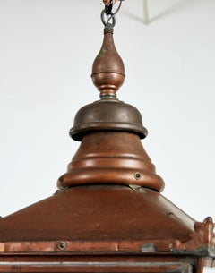 19th c. Patinated Copper Hanging Lantern