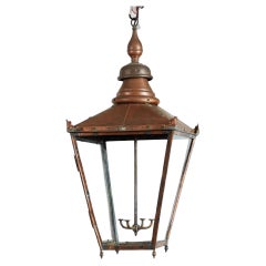 siglo XIX Farol colgante de cobre patinado