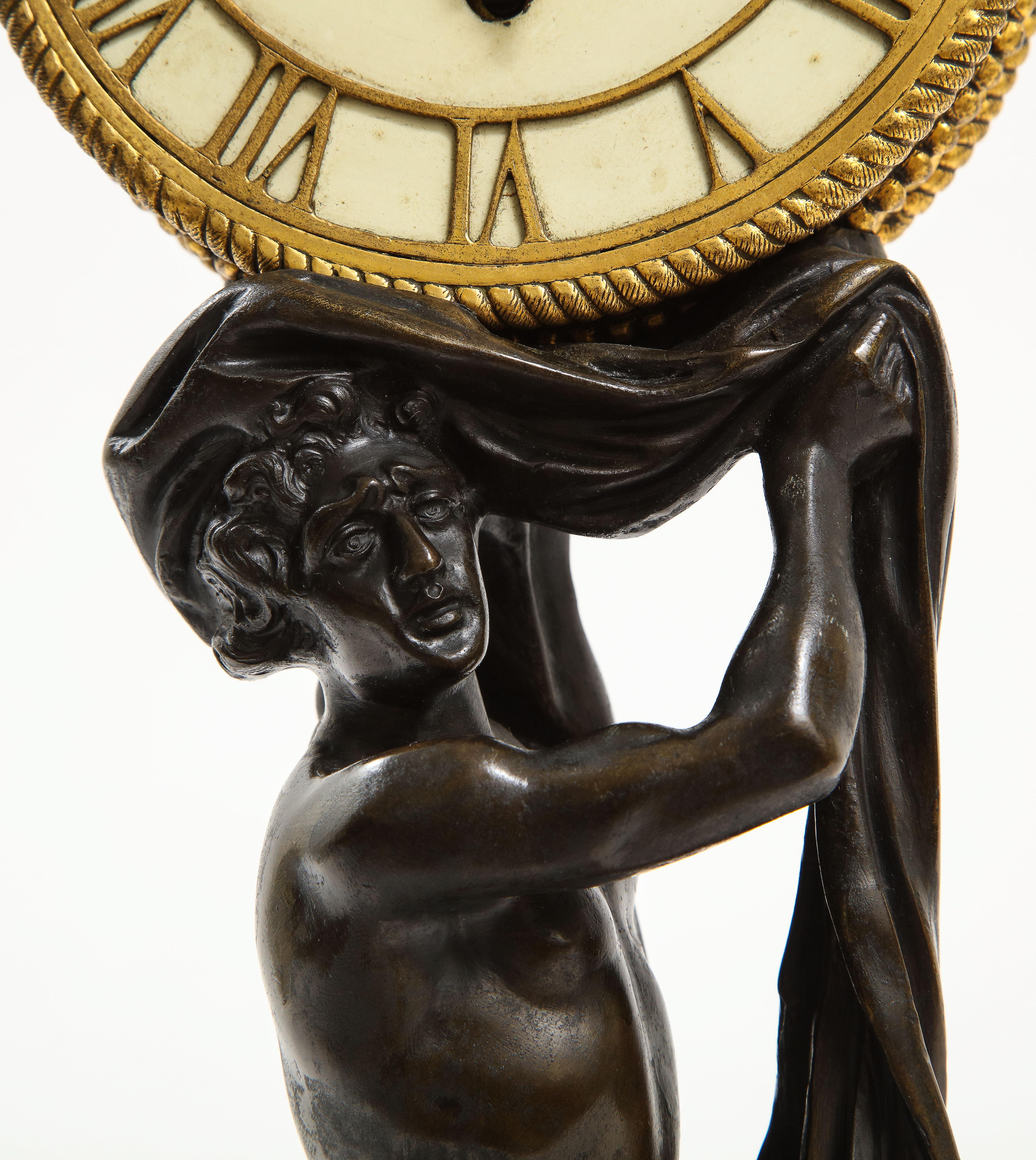 Orologio Ercole in bronzo patinato e dorato del 19° secolo su base in marmo, E.F. A. Caldwell in vendita 4