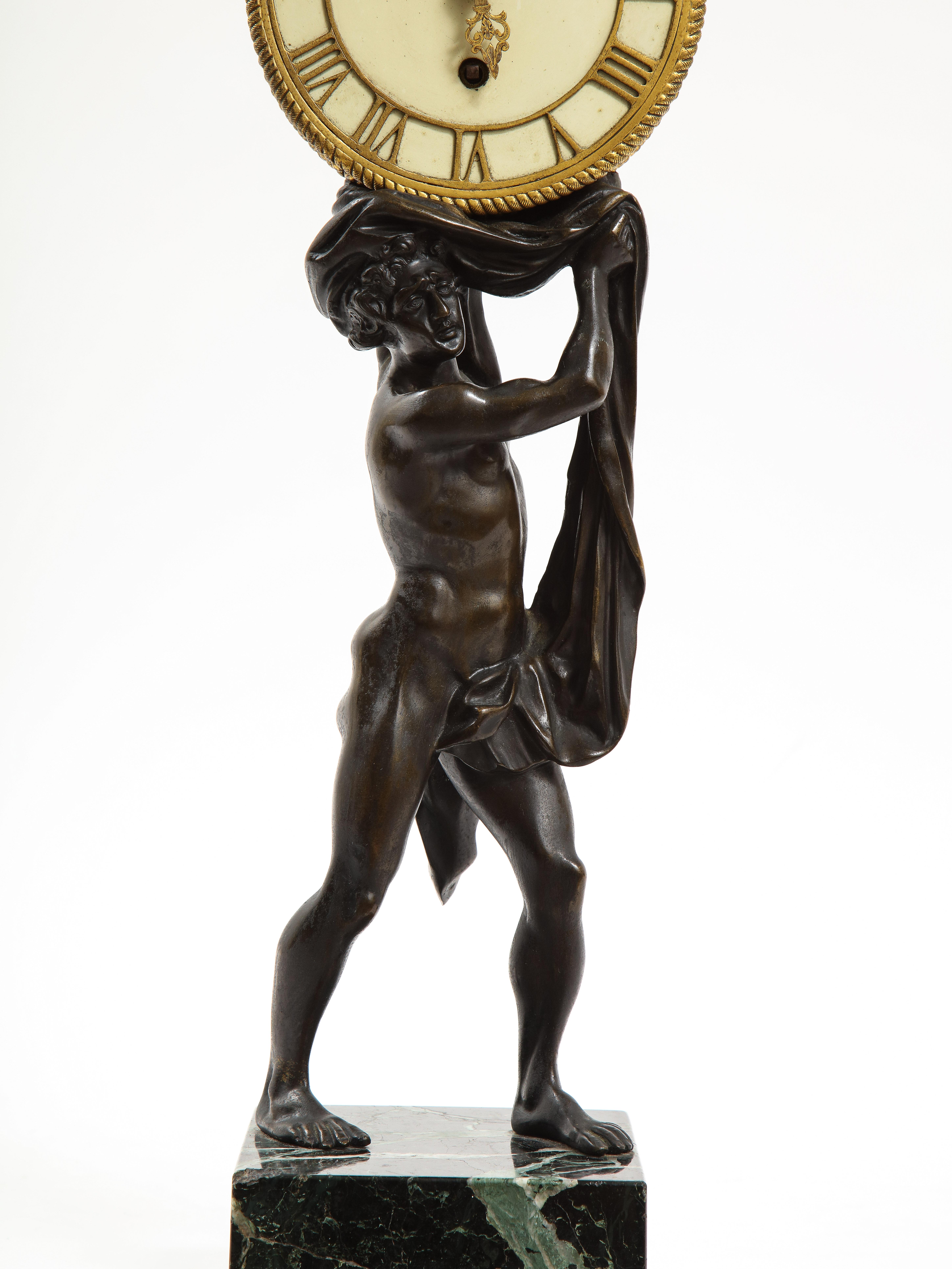 Orologio Ercole in bronzo patinato e dorato del 19° secolo su base in marmo, E.F. A. Caldwell in vendita 6