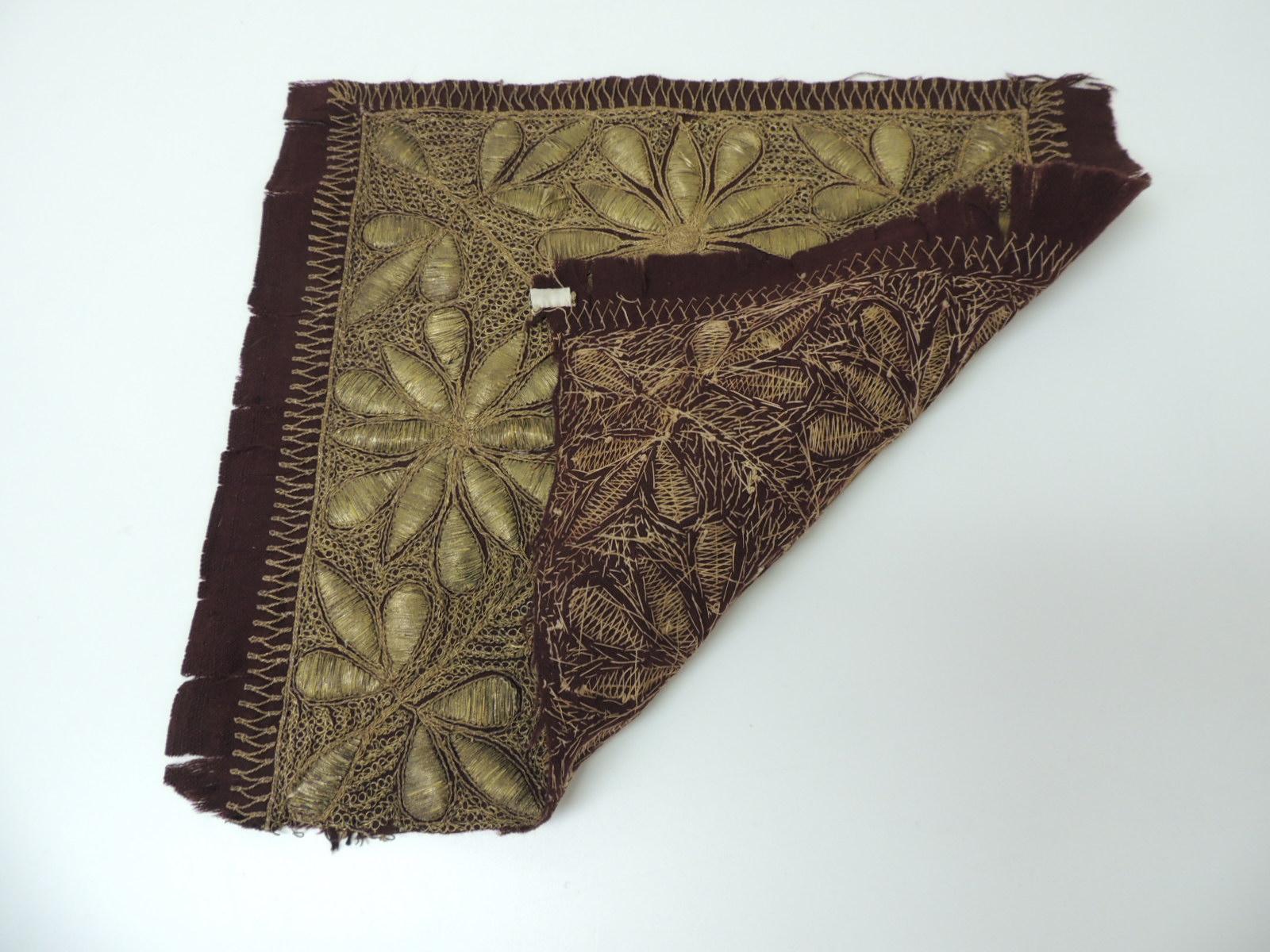 Moorish 19th c. Persian Ottoman Empire Gold Metallic Threads Embroidered Textile