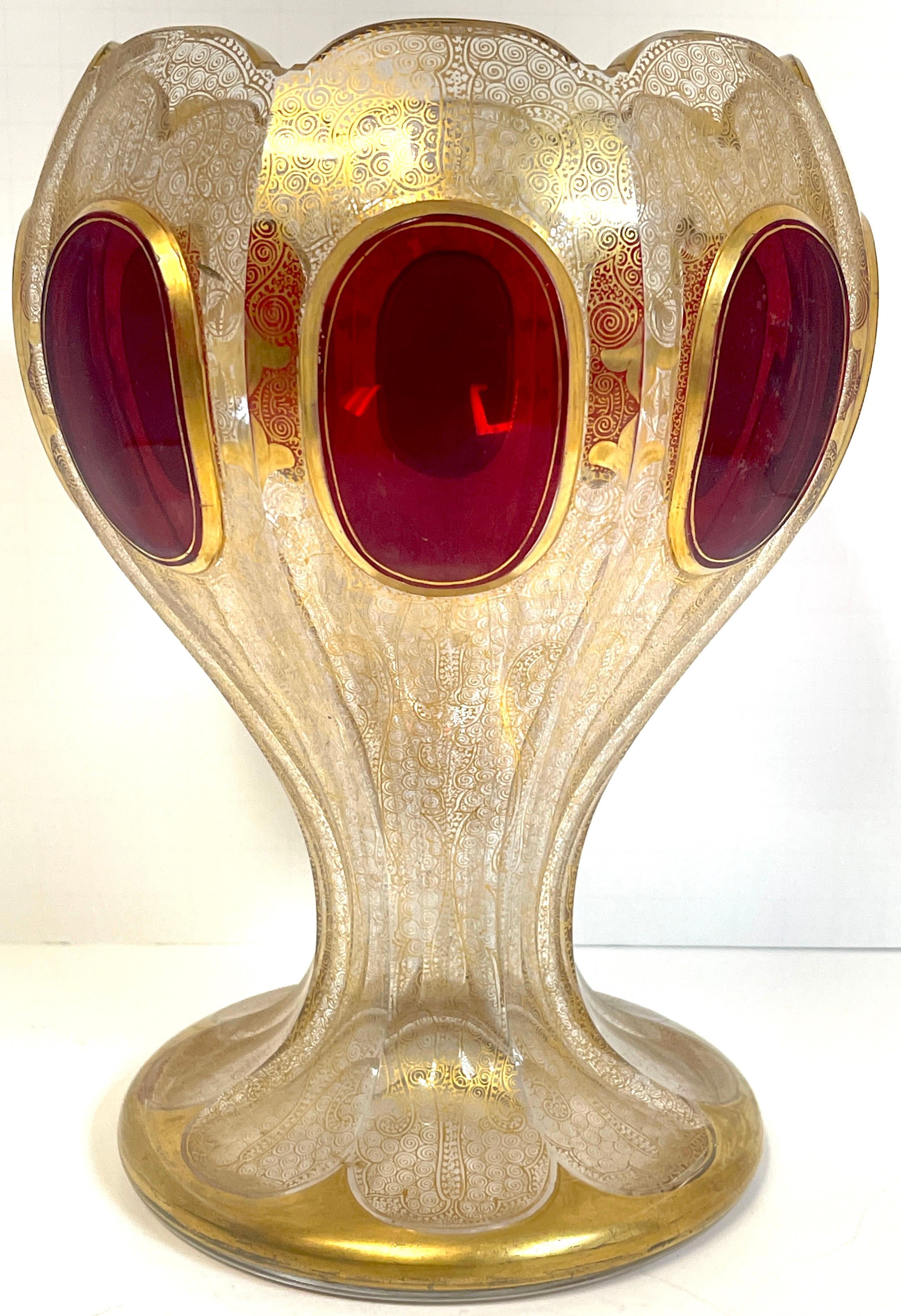 19th C Persian Style Gilt Enamel & Ruby Jeweled Vase, Signed For Sale 2
