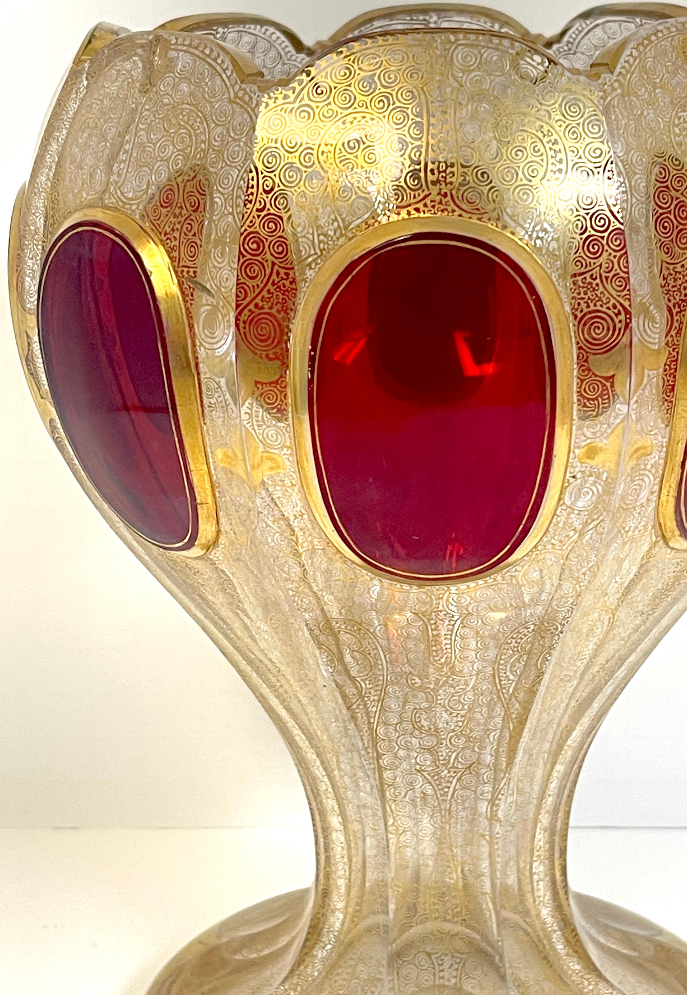 19th C Persian Style Gilt Enamel & Ruby Jeweled Vase, Signed For Sale 3