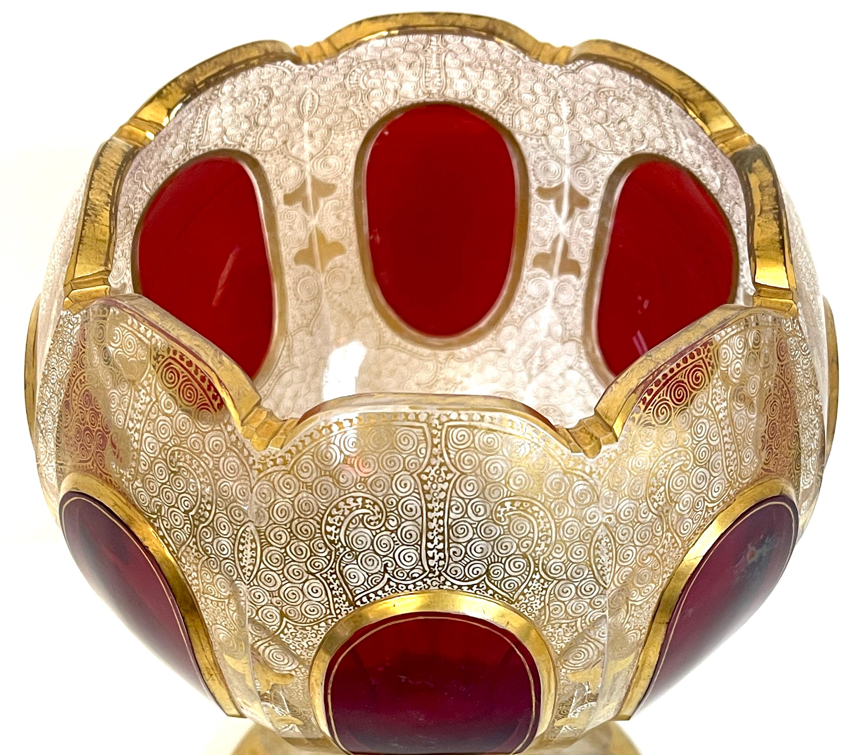 19th C Persian Style Gilt Enamel & Ruby Jeweled Vase, Signed In Good Condition For Sale In West Palm Beach, FL