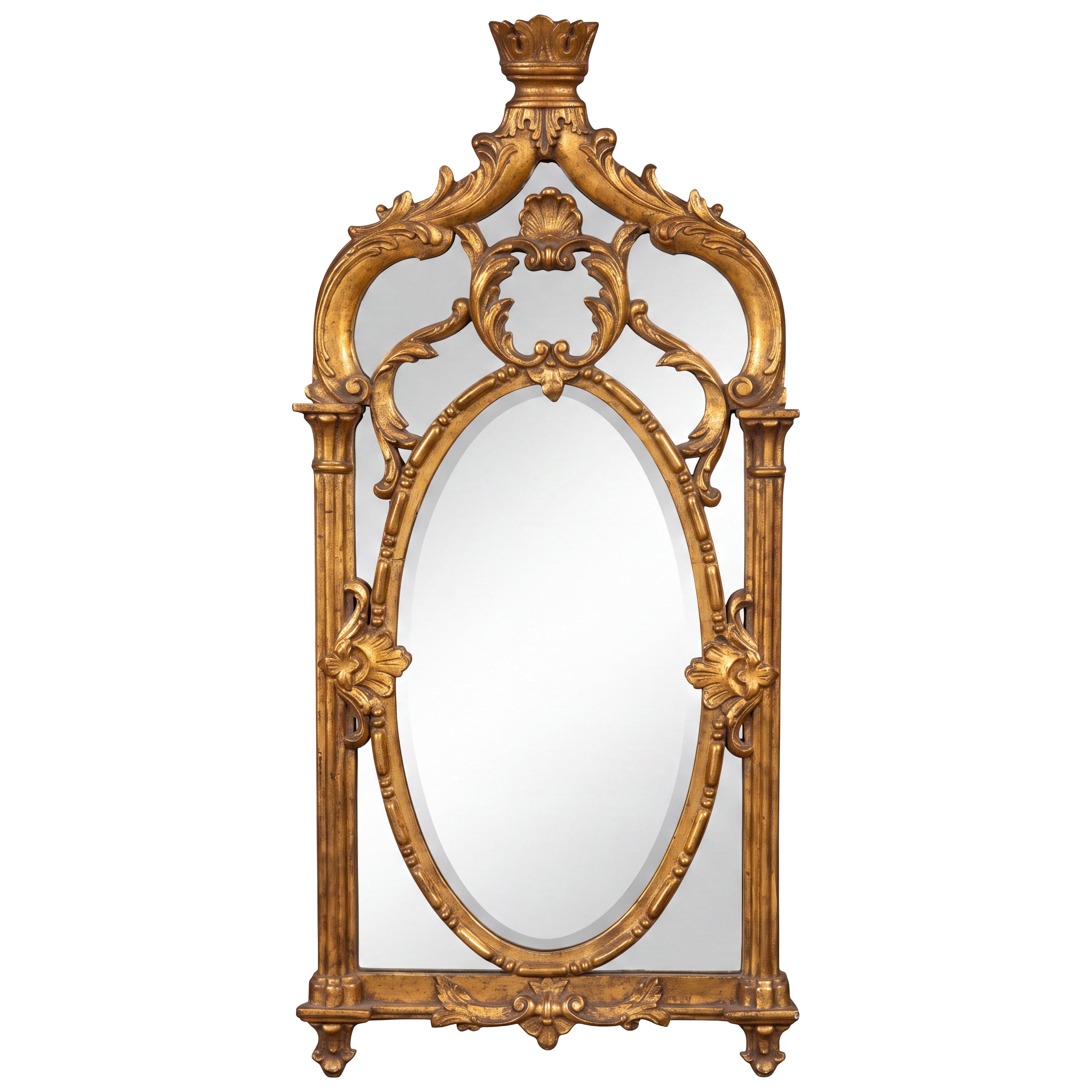 19th-C. Petite Italian Rococo Carved Giltwood Shell Motif Wall Mirror For Sale