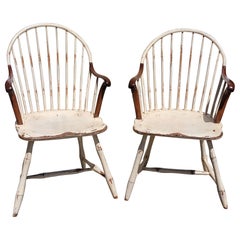 19th C Philadelphia Extended Arm Windsor Chairs, Pair