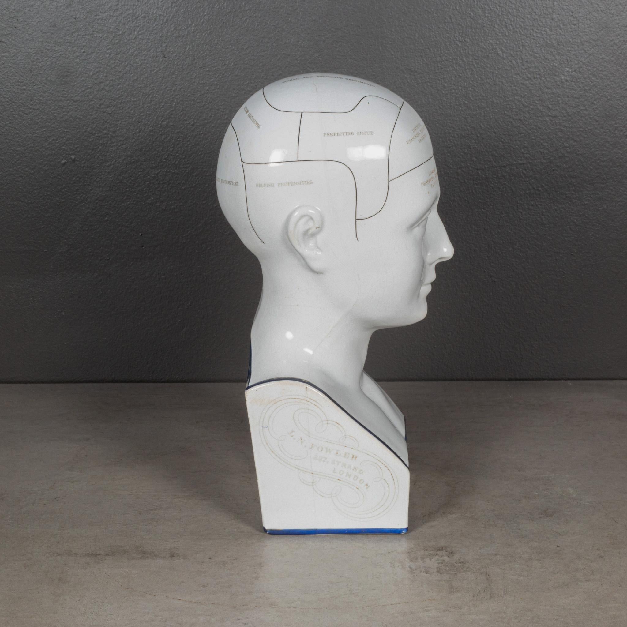19th c. Phrenology Porcelain Bust c.1800s In Good Condition In San Francisco, CA