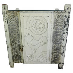 19th C. Pie Safe in White Paint With Punched Tin Decoration