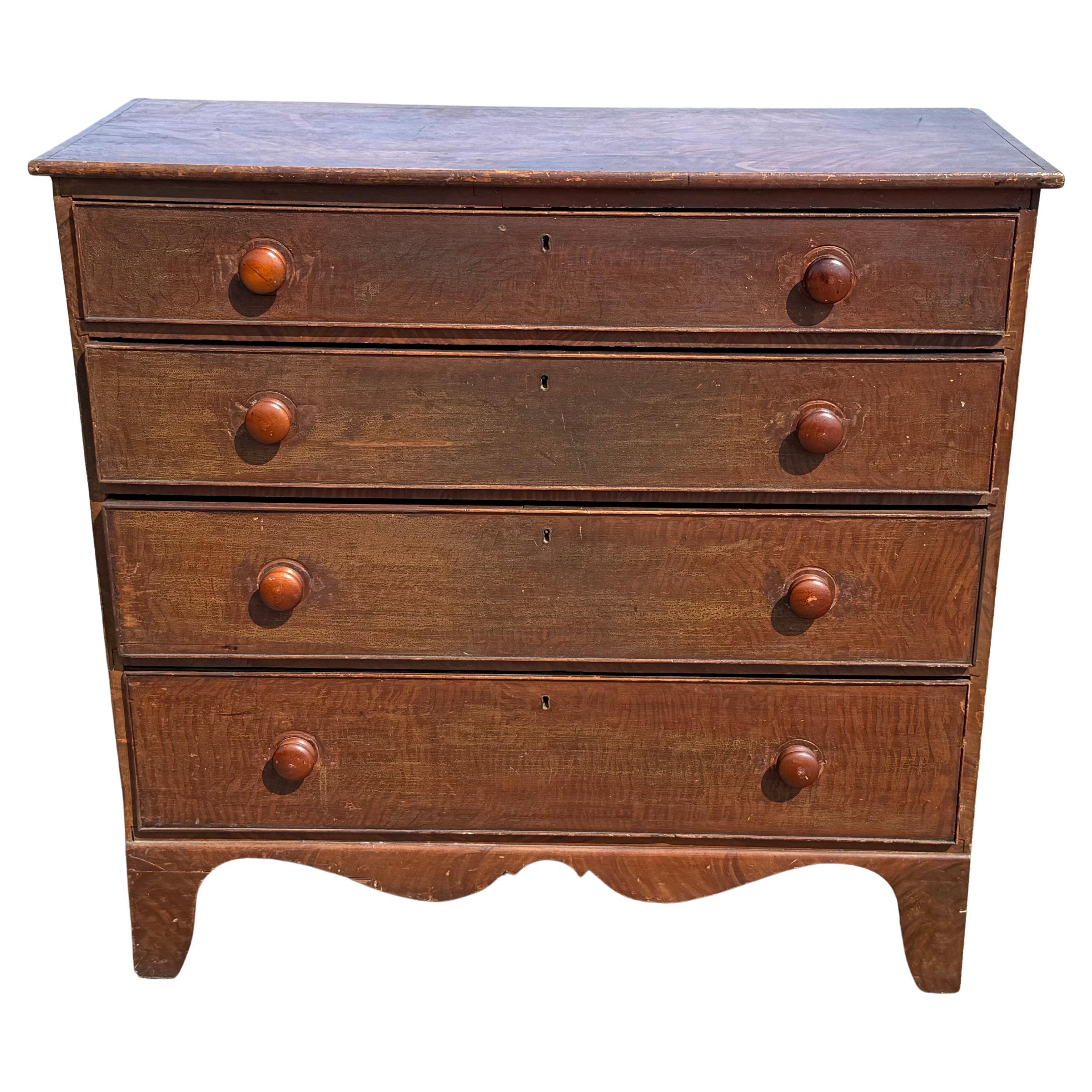 19th c. Pine Chest of Drawers For Sale