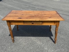 19th C. Pine Desk/Table with Single Drawer