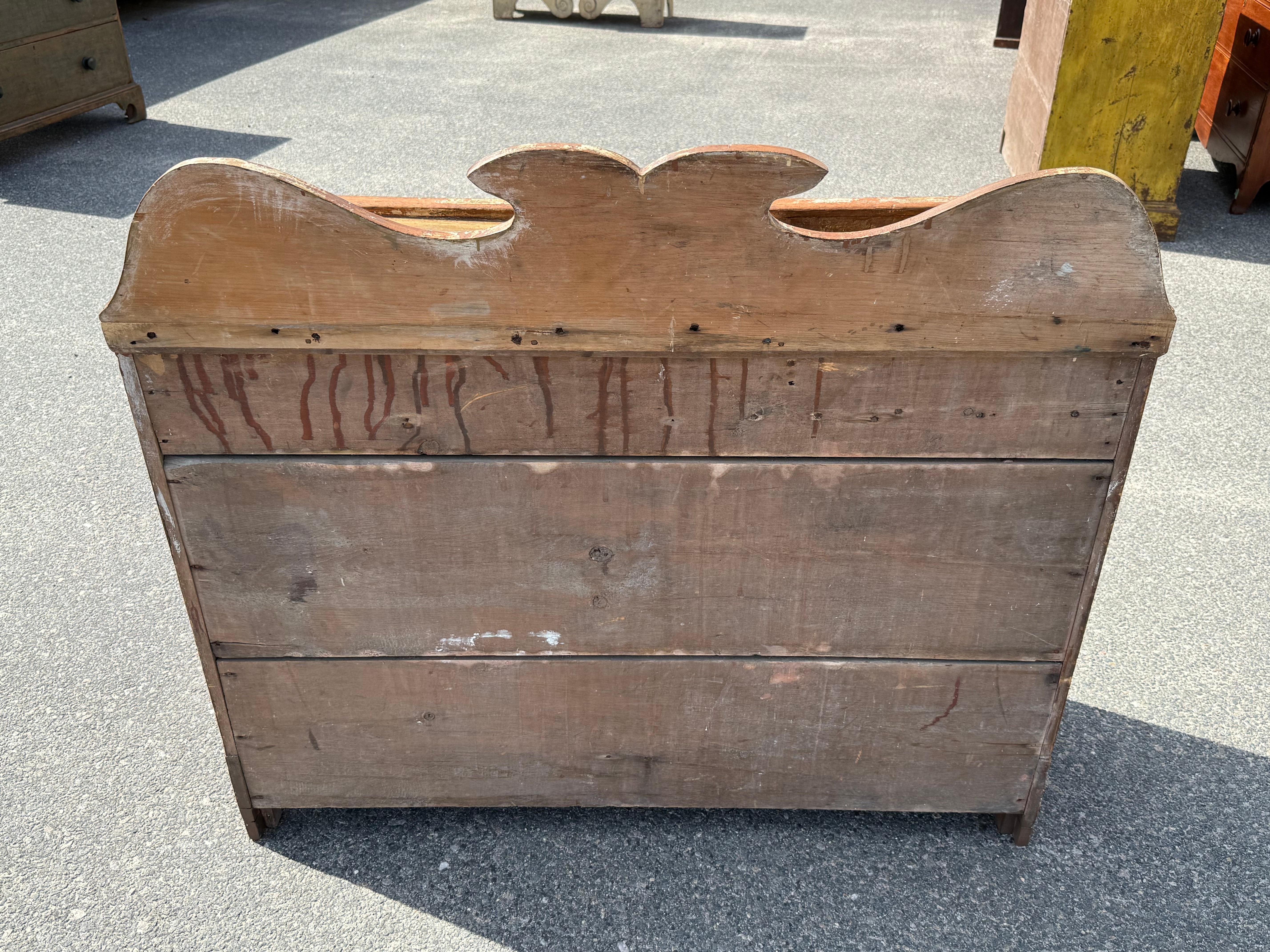 Hand-Carved 19th c. Pine Dry Sink in Original Paint For Sale