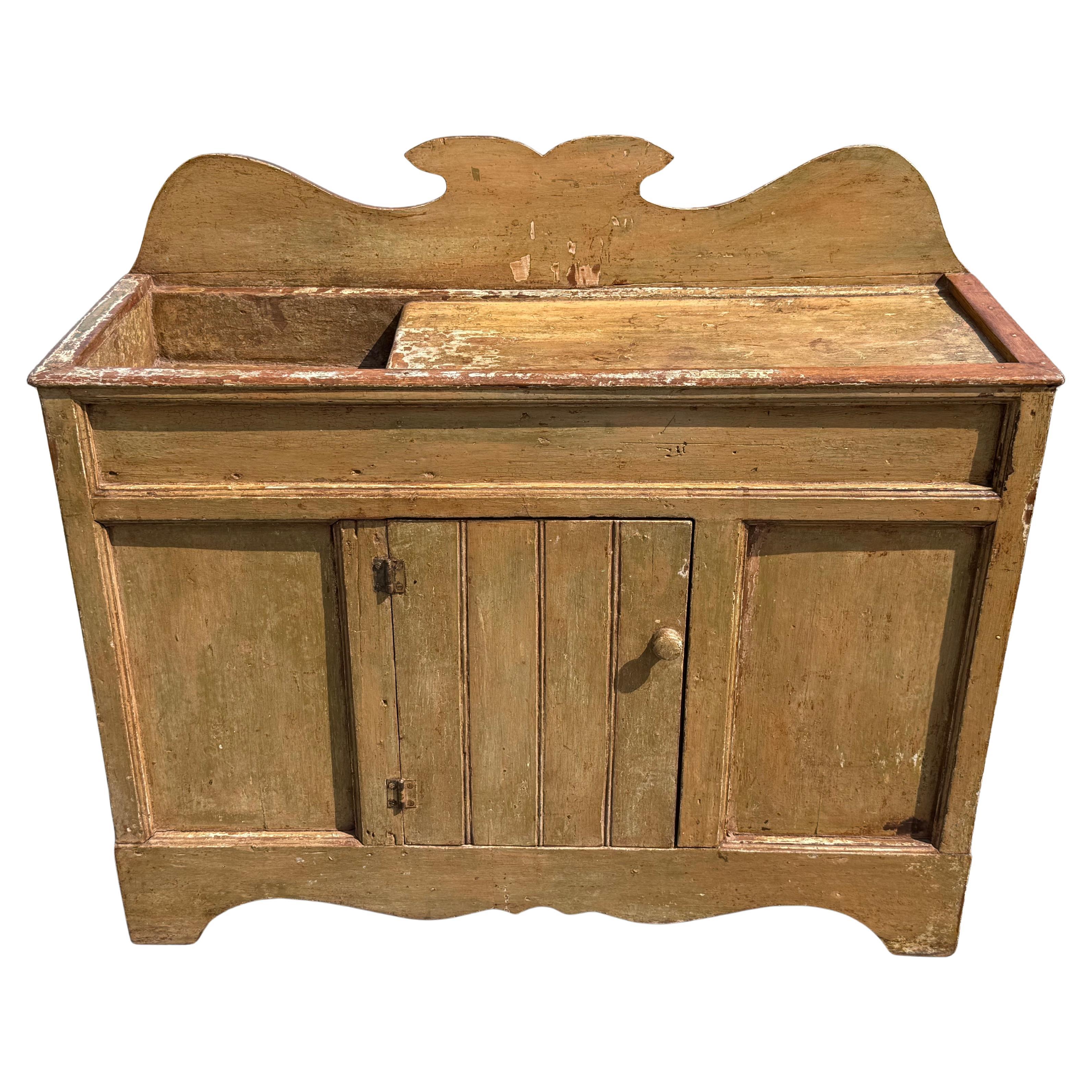 19th c. Pine Dry Sink in Original Paint