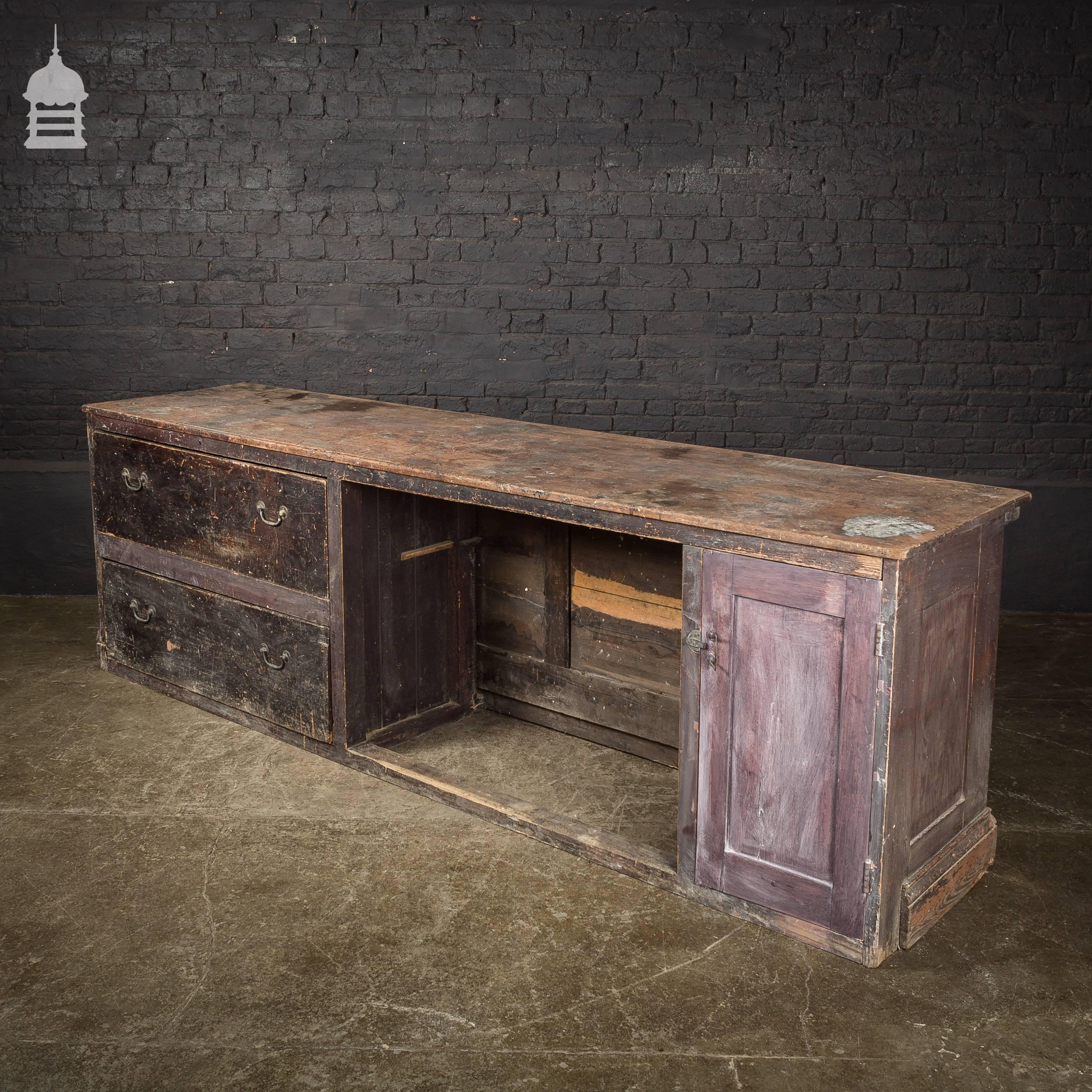 19th Century Pine Haberdashery Shop Counter with Mahogany Top 6