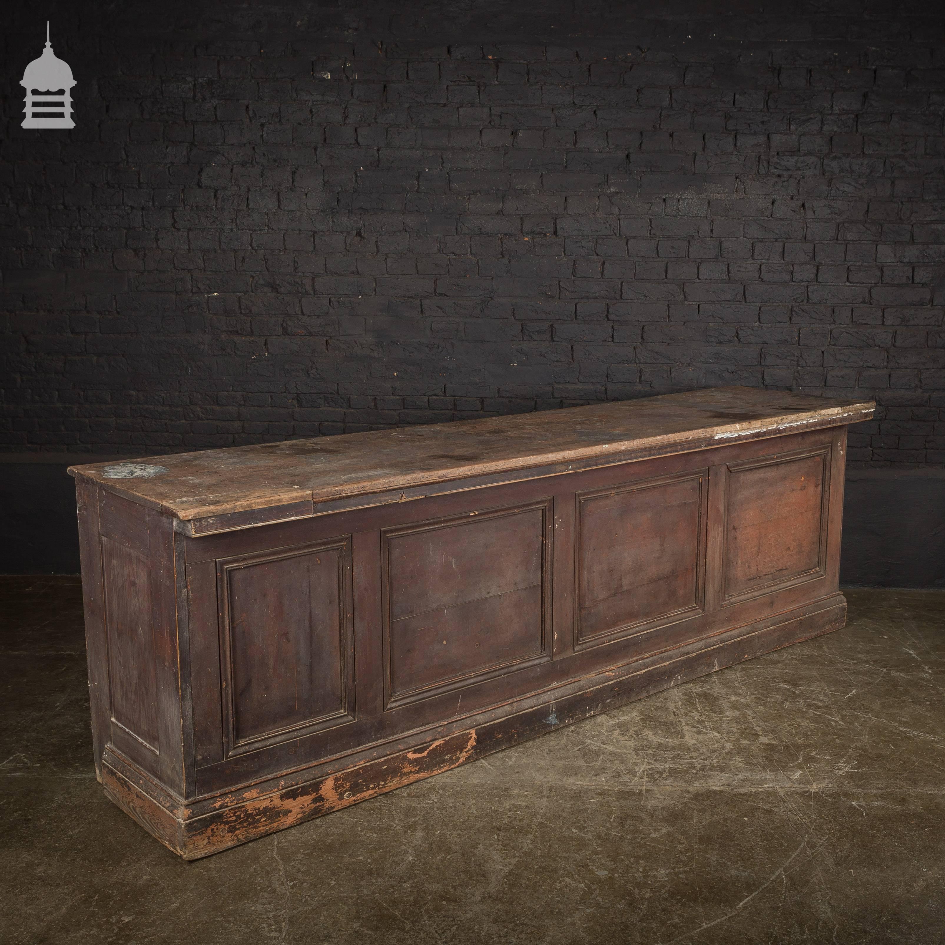 19th Century Pine Haberdashery Shop Counter with Mahogany Top In Fair Condition In Norwich, GB
