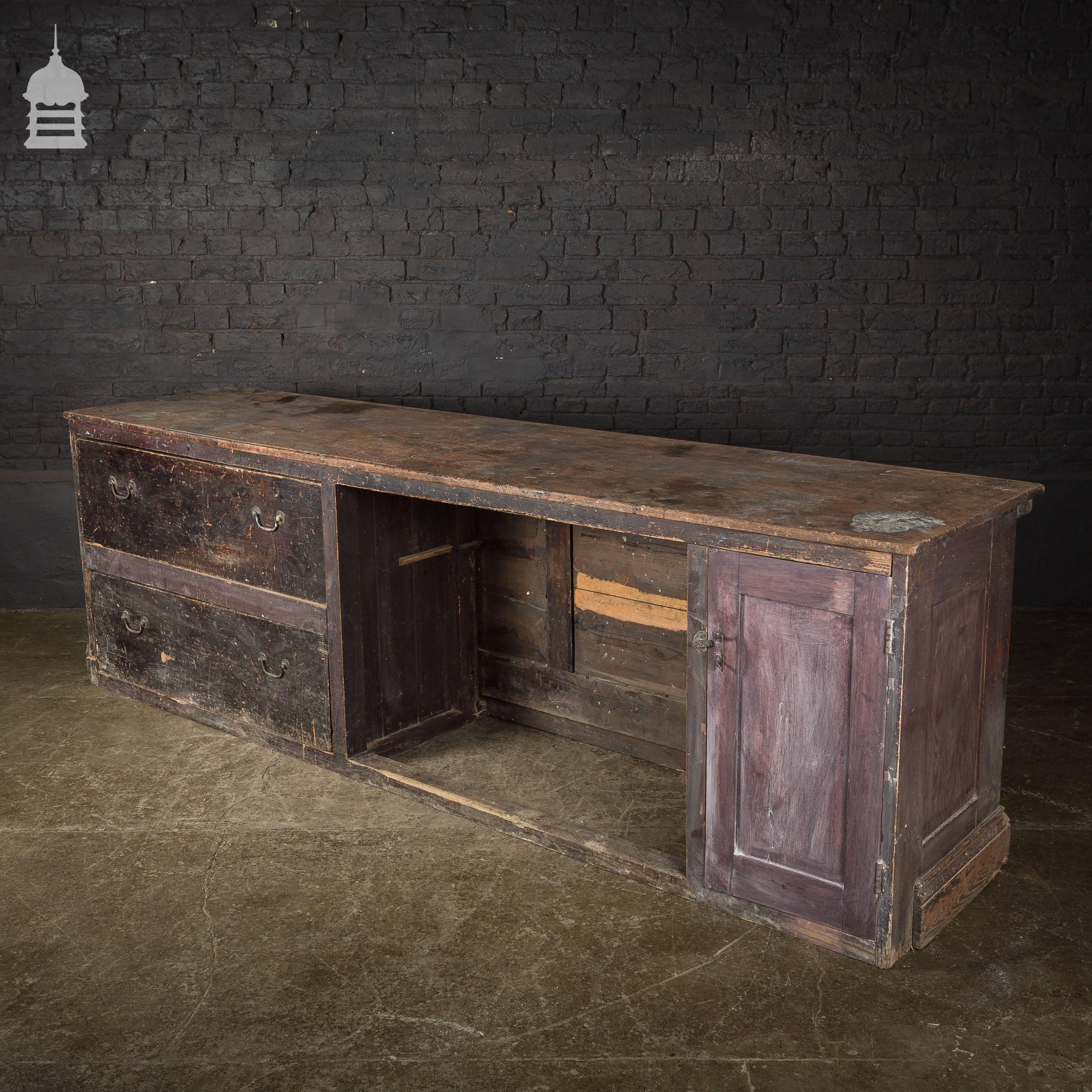 19th Century Pine Haberdashery Shop Counter with Mahogany Top 3