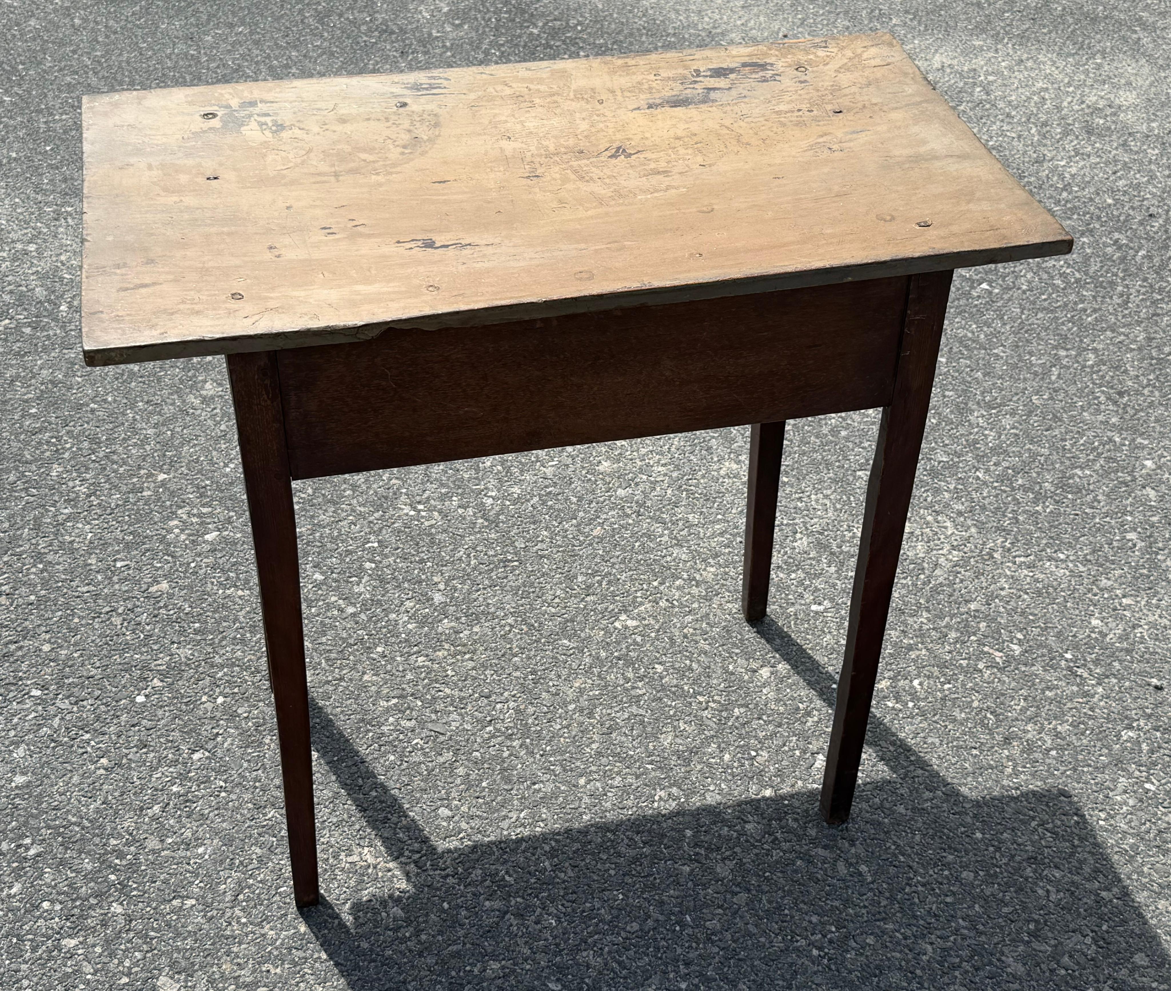 Hand-Crafted 19th C. Pine One Drawer Stand in Original Paint For Sale