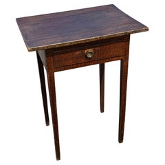 19th c. Pine Single Drawer Stand with Faux Tiger Maple Paint