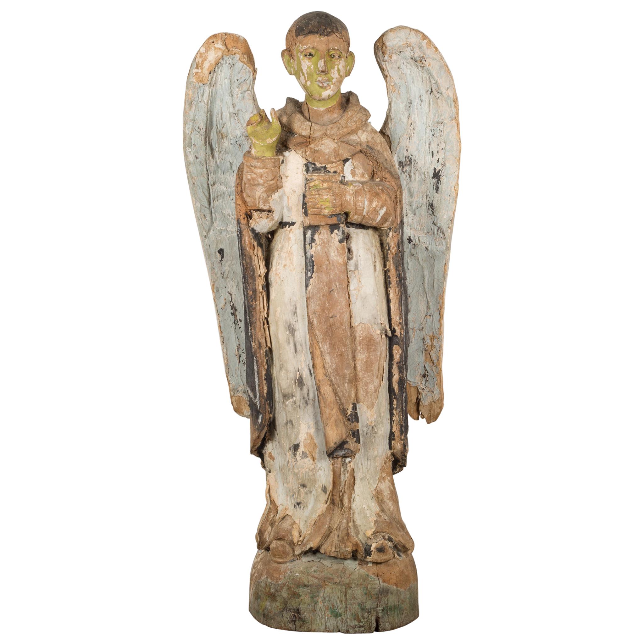 19th Century Polychromed Carved Wooden Santo, circa 1800-1850