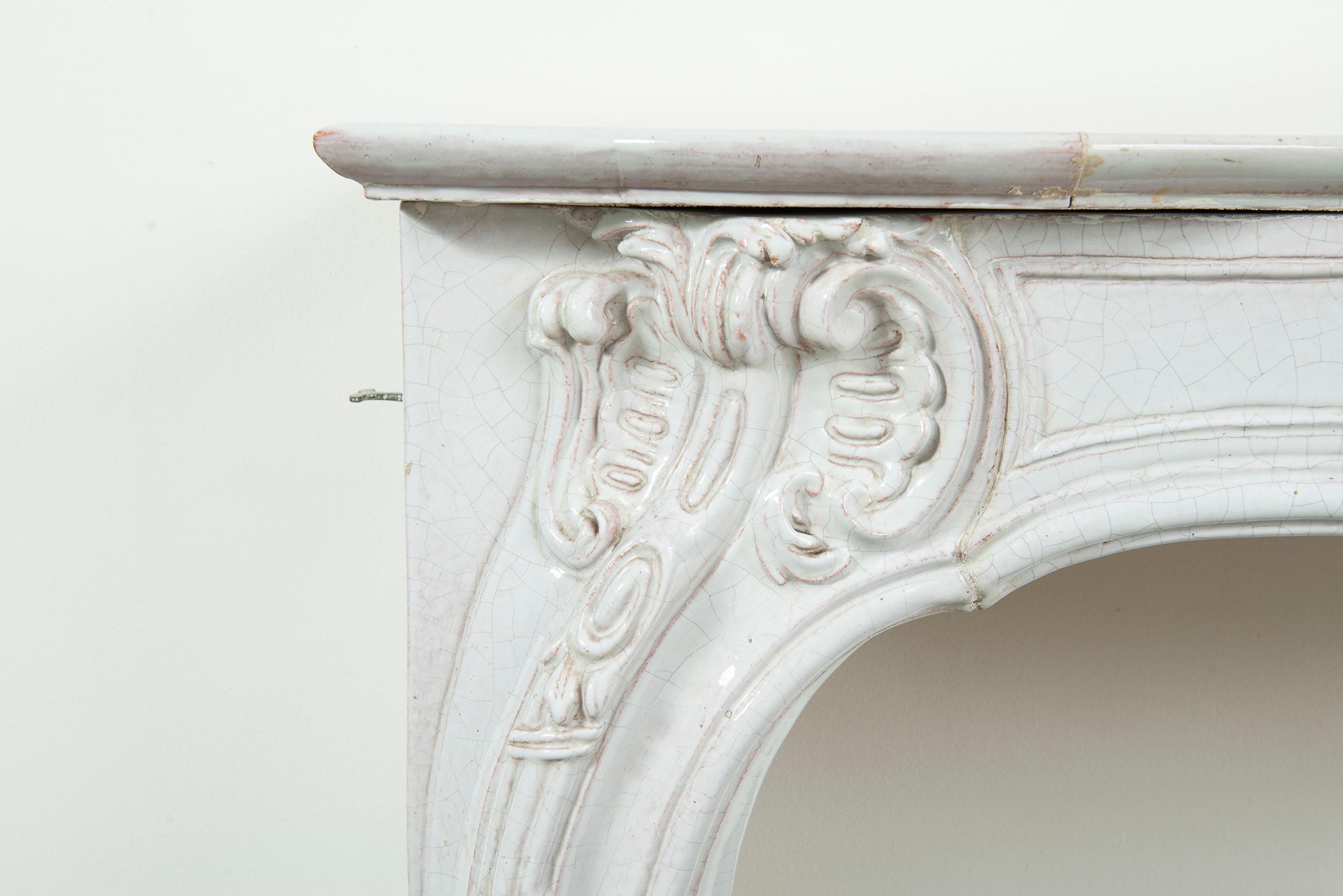 19th c. Porcelain French Rococo Fireplace For Sale 6