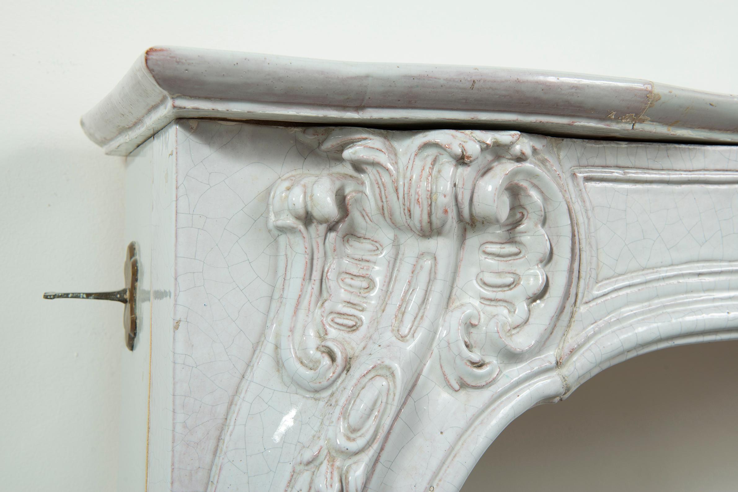 19th c. Porcelain French Rococo Fireplace For Sale 14