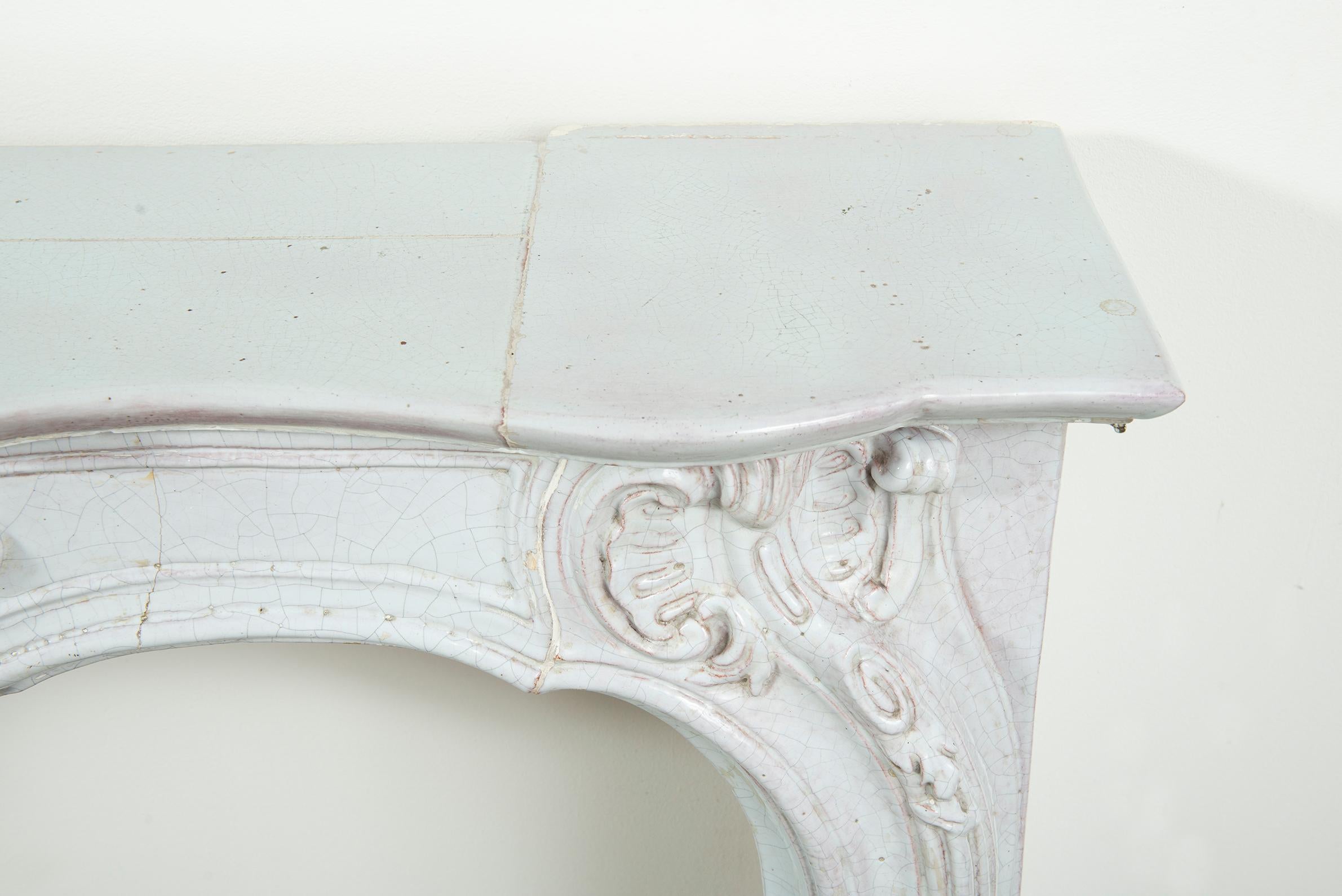 19th Century 19th c. Porcelain French Rococo Fireplace For Sale