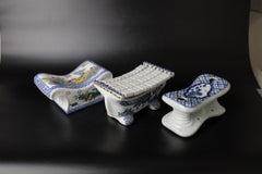 19th Century Porcelain Geisha's Pillow Stand, Set of 3