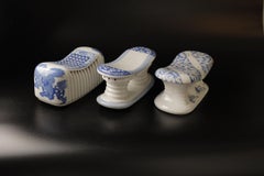 19th. Century Porcelain Geisha's Pillow Stand. Set of 3