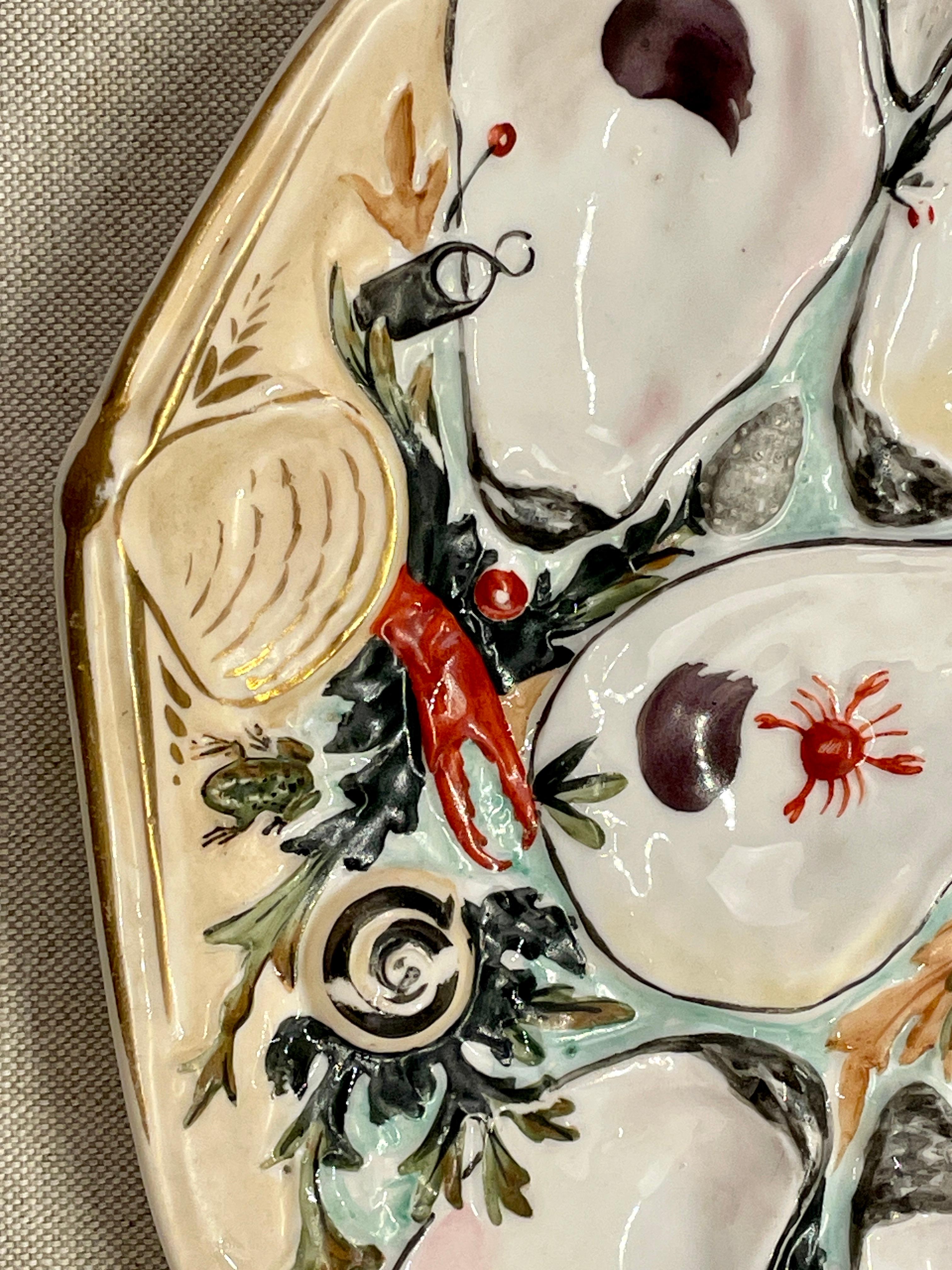 19th c. Porcelain Oyster Plate from Union, NY For Sale 1